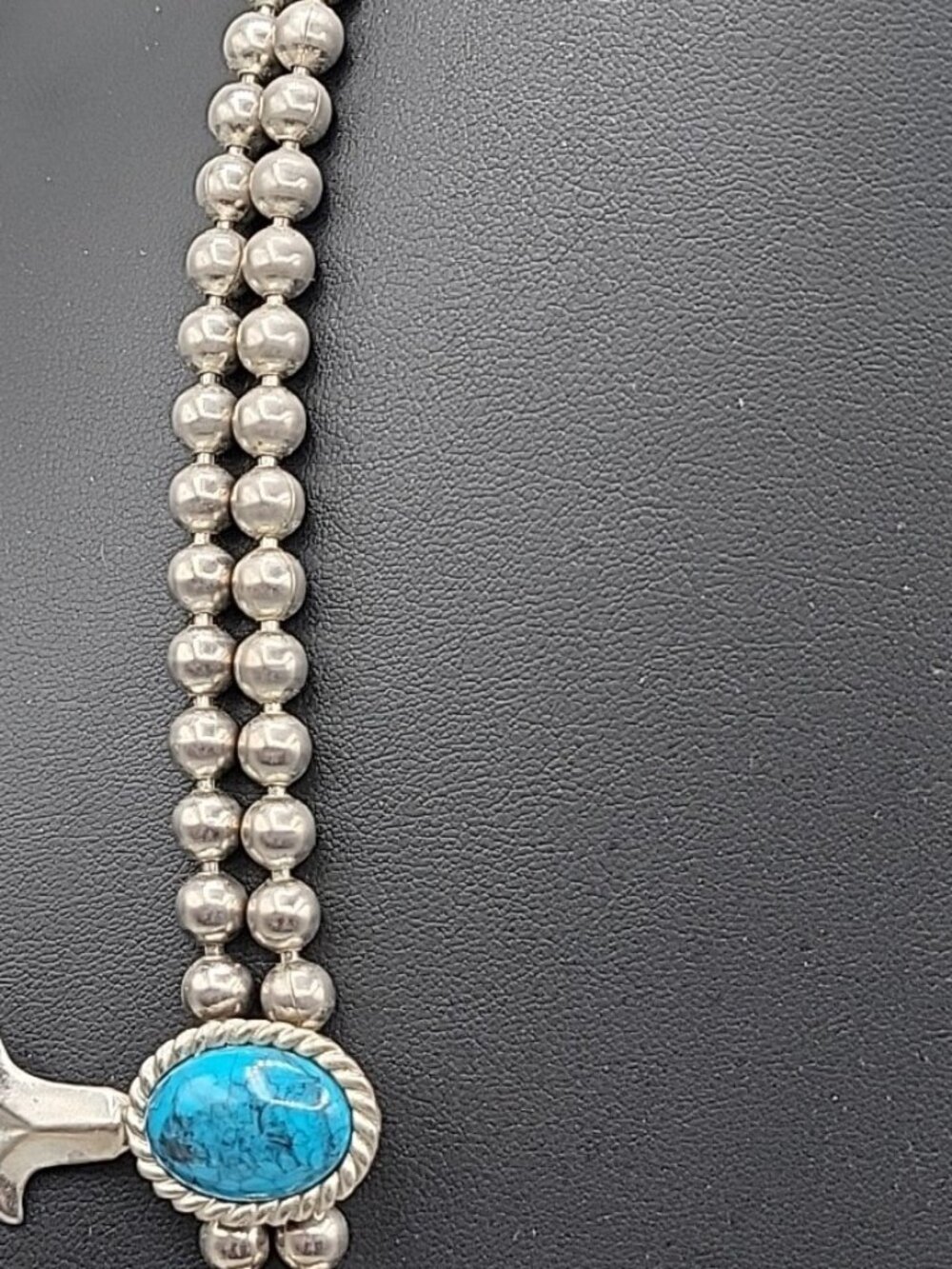 Kingston Wind Pendant Watch Squash Blossom Necklace Faux Turquoise 26" - Picture 6 of 16